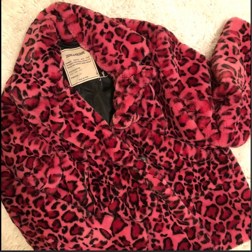 💕Zadig & Voltaire Raspberry animal print jacket💕